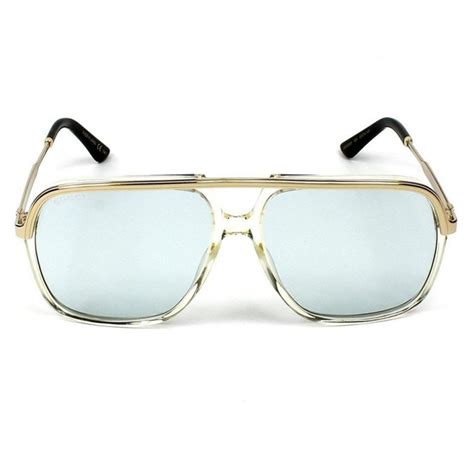 gucci gg0200s 005 clear and gold unisex sunglasses see my glasses