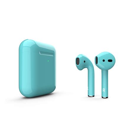 customized apple airpods glossy caribbean blue ofour