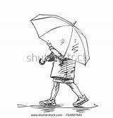 Girl Umbrella Drawing Hand Walking Getdrawings Holding sketch template