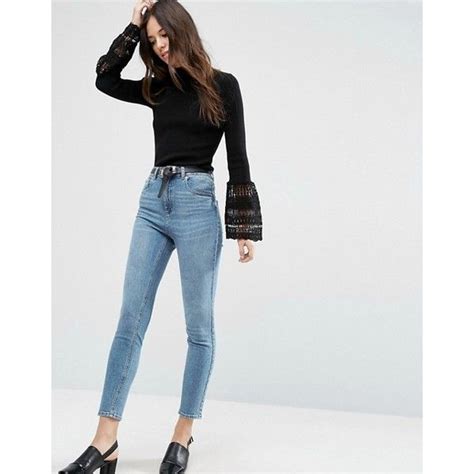asos farleigh high waist slim mom jeans  prince wash    polyvore featuring jeans