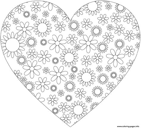 heart  flowers coloring page printable