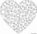 Coloring Flowers Heart Pages Printable Print sketch template