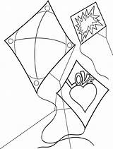 Coloring Kite Kites Three Printable Pages Drawing Getdrawings Getcolorings Click sketch template