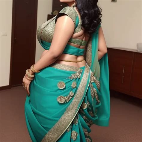 Low Quality Picture Beautiful Big Booty Saree Indian Aunty