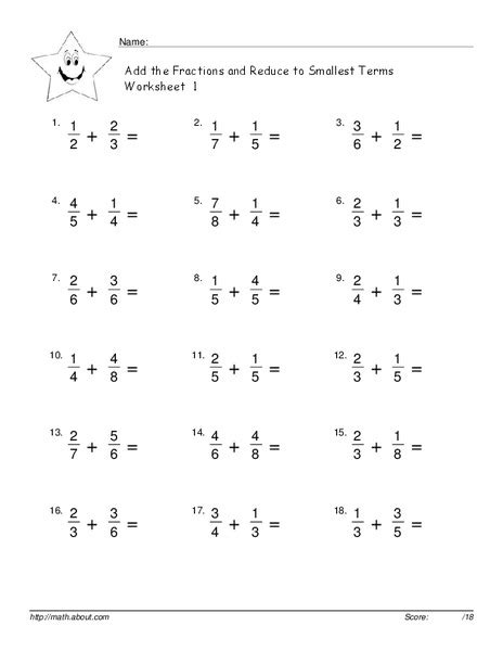 fraction addition worksheet    grade lesson planet