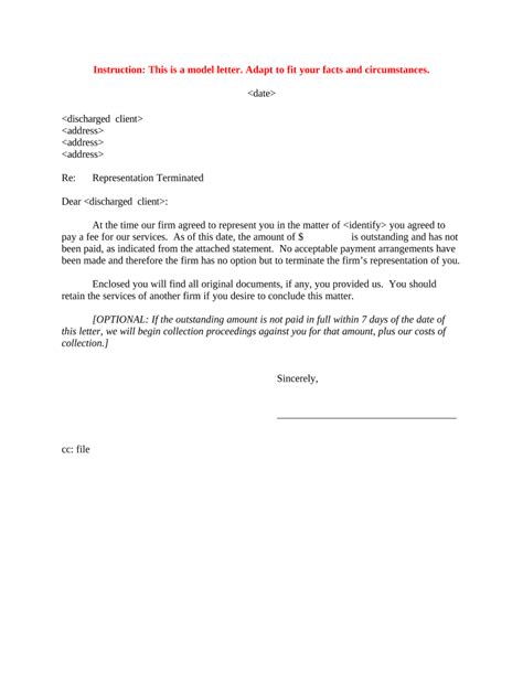 letter client termination  template pdffiller