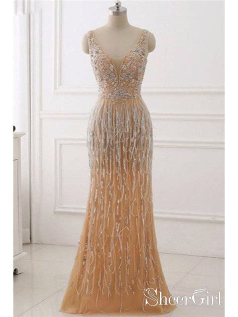gold mermaid beaded prom dresses long appliqed  gatsby themed party dresses ard