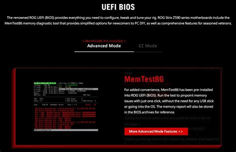 asus rog  motherboards include memtest utility integrated  bios
