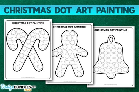 christmas dot art painting  printable worksheet