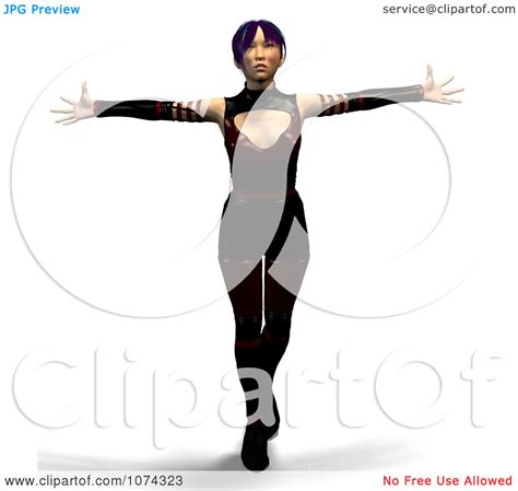 Clipart 3d Female Martial Artist Holding Her Arms Out
