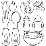 Spoon Tableware Dishware Bib sketch template