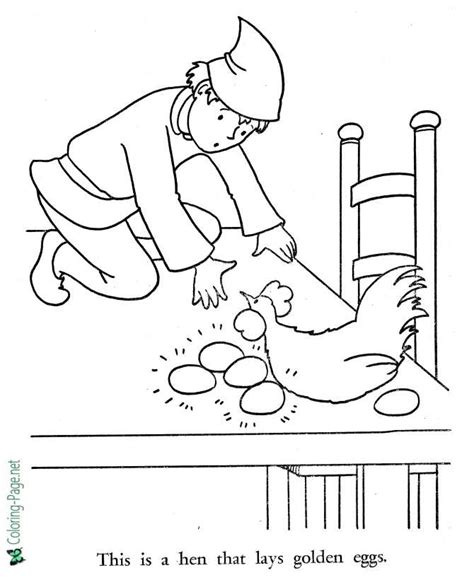 hen laying golden eggs jack beanstalk coloring page
