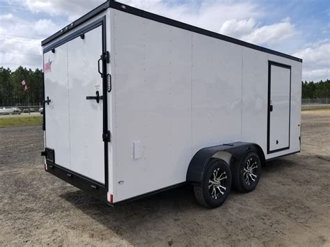 enclosed black  trailer    white ad  usa cargo trailer