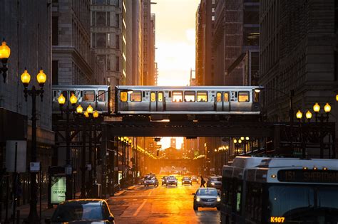 chicago  train passes   setting sun  adam alexander