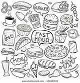 Fast Food Doodle Hand Made Disimpan Dari Icons sketch template