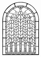 Stained Glass Coloring Pages Adults Window Adult Tiffany Kids Cards sketch template