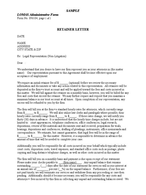 attorney retainer letter florida  lawyer attorneys fee
