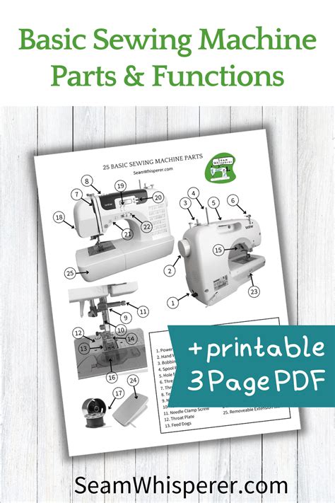 basic sewing machine parts functions printable diagram