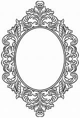 Mirror Coloring Template Frame Clipart Tattoo Frames Oval Borders Pages Digital Stencil Spiegel Outline Templates Colouring Stamps Tattoos April Vintage sketch template