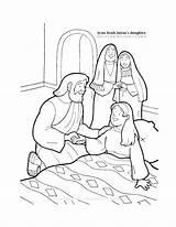 Daughter Jesus Heals Coloring Jairus Bible Pages Kids Stories sketch template