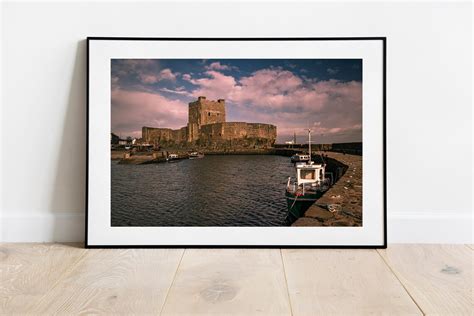 carrickfergus castle print harbour causeway coast etsy