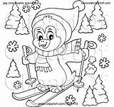 Skiing Penguin Christmas Visekart sketch template