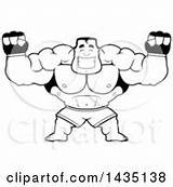 Buff Cartoon Muscular Cheering Mma Fighter Lineart Illustration Clipart Royalty Cory Thoman Vector Boxer Clip sketch template