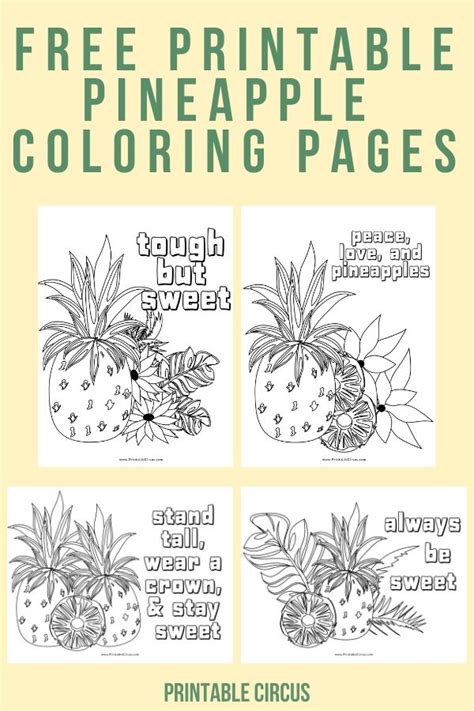 printable pineapple coloring pages printable circus