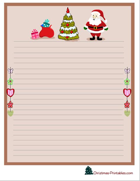 printable christmas stationery writing paper letter pad