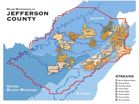 A Map Of The Major Watersheds In Jefferson County Al Vestavia Hills