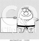 Karate Chubby Belt Sign Man Outlined Coloring Clipart Cartoon Vector Thoman Cory sketch template