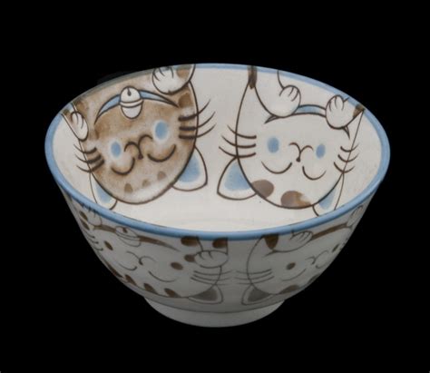 bol chat japonais maneki neko  cm en porcelaine du japon   japan