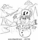 Snowman Mountainous Outline Coloring Landscape Illustration Visekart Royalty Clipart Rf 2021 sketch template