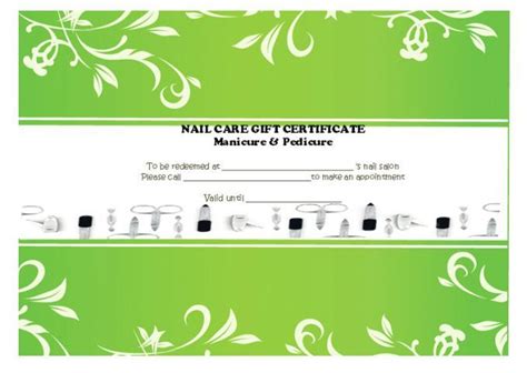 simple  printable manicure gift certificate template