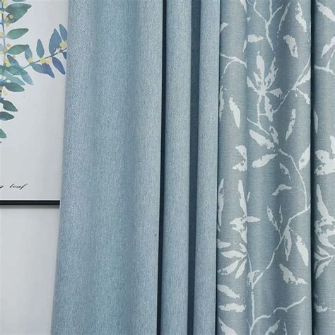 gordijnen voor slaapkamer woonkamer eetkamer nordic eenvoudige elegante stiksels blauw blad