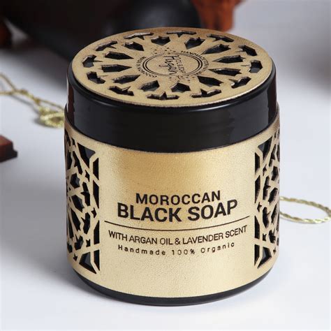 moroccan black soap with argan oil and lavender essential oil