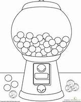 Machine Gumball Coloring Gum Bubble Color Drawing Worksheets Pages Candy Kids Preschool Kindergarten Sheets Colouring Education Classroom Learning Life Board sketch template