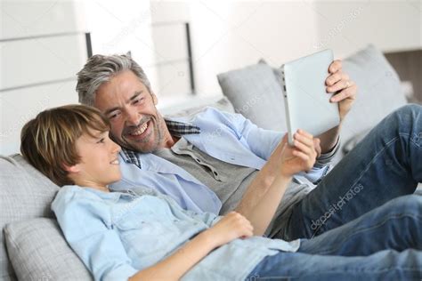 daddy and son websurfing stock image ad son daddy websurfing