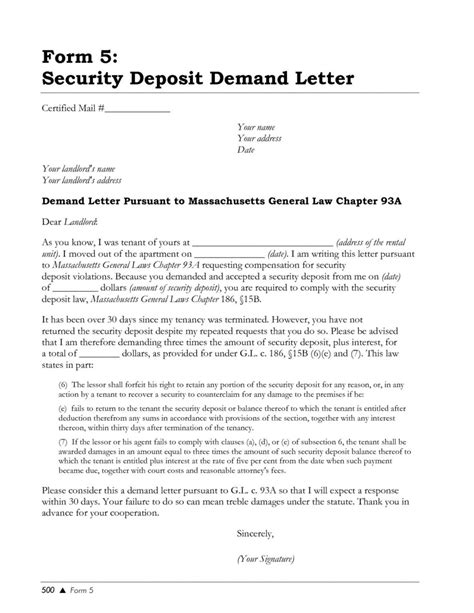 security deposit demand letter receipt template dreaded demand