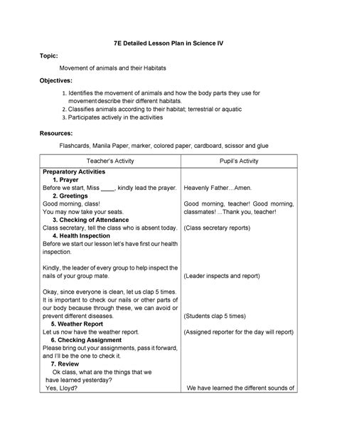 detailed lesson plan  science iv  detailed lesson plan
