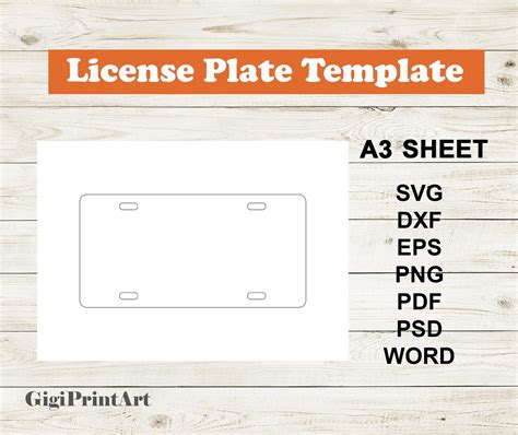car license plate template svg legal plates cut file dxf etsy