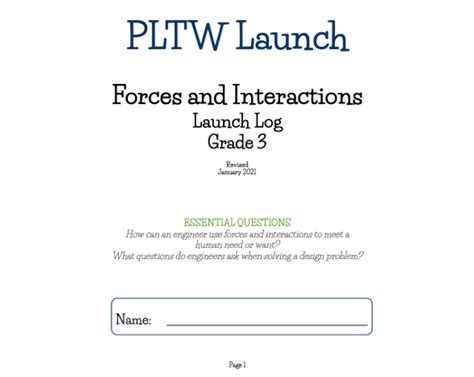 pltw forces interactions launch log classful