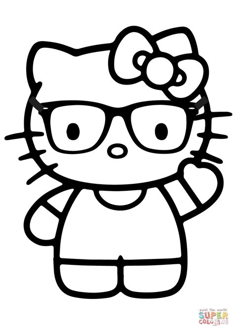 kitty nerd coloring page  printable coloring pages