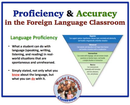 language proficiency  accuracy   foreign language classroom world language classroom