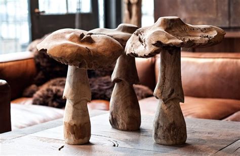champignons des bois hout creaties houten paddestoelen