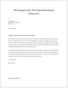 employee warning letter templates word excel templates