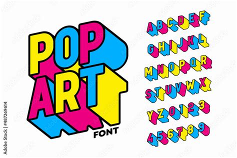 pop art style font design alphabet letters  numbers vector