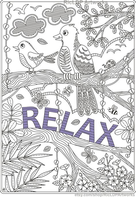 set   coloring pages  kids  adults relax  stay etsy
