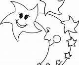 Moon Stars Coloring Pages Crescent Sun Colouring Getcolorings Color Printable Print sketch template