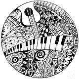 Music Coloring Pages Mandala Keyboard Adult Musical Drawing Musique Adults Guitar Piano Icolor Printable Line Mandalas Coloriage Sheets Color Life sketch template